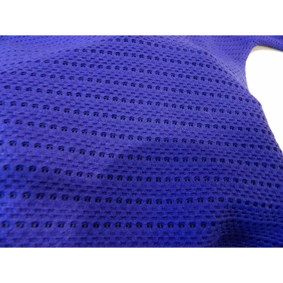 Chicos Size 1 Medium Blouse Blue Mesh Layered Cutout Boho High Low Batwing - Picture 3 of 10